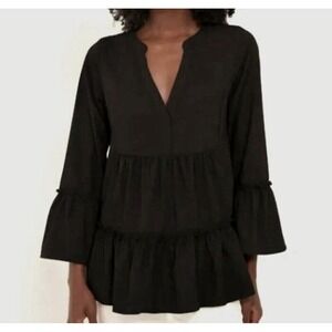 Tuckernuck Pomander Place Black Kenzo Crepe Blouse Top Women's Size Medium